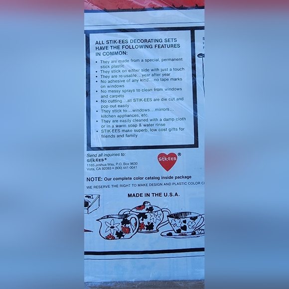 Stik-ees Plastic Decal Reusable Clings to Windows ZZ Teddy Valentine - Picture 9 of 12